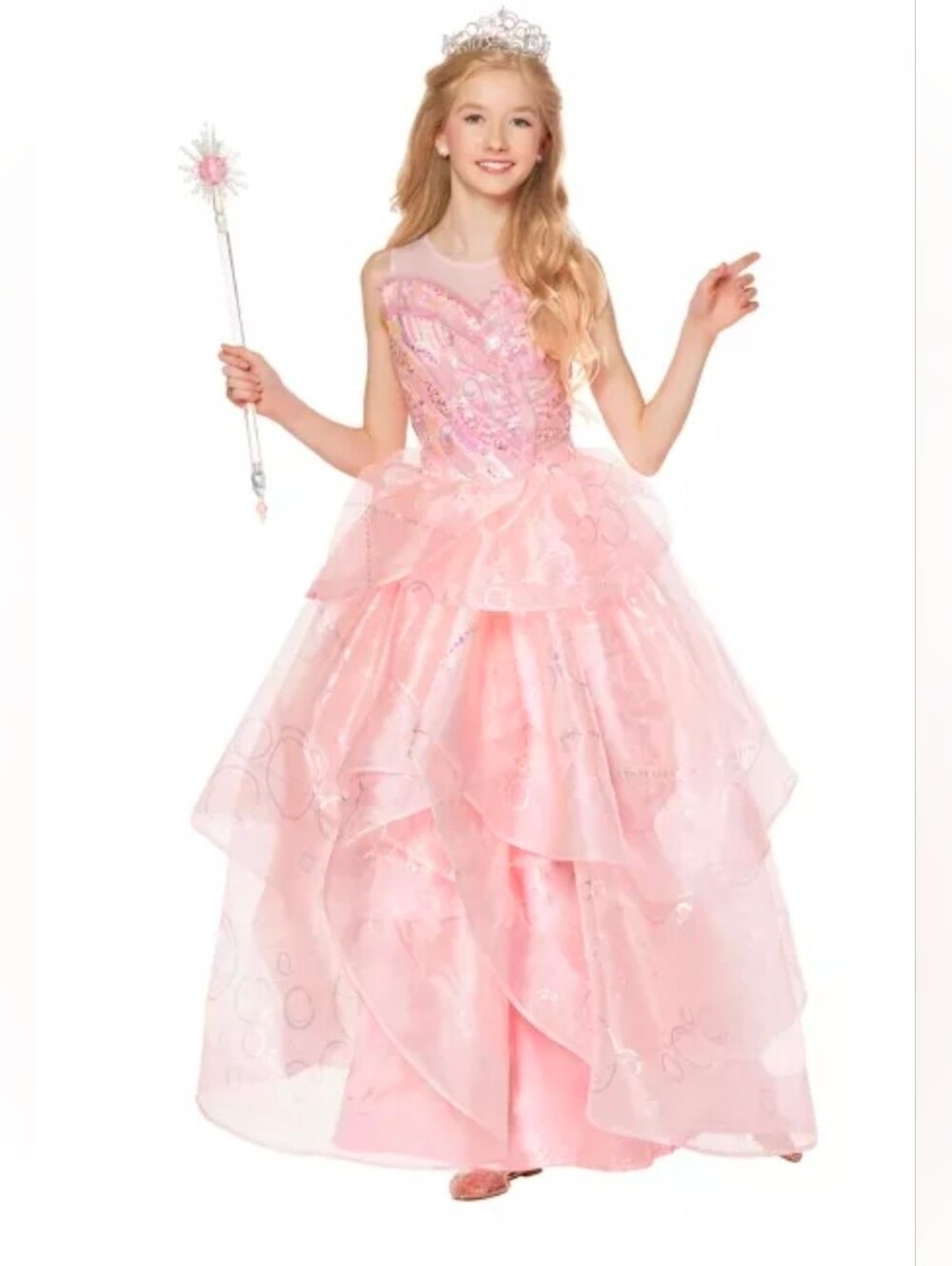 Kids Glinda Costume Deluxe - Wicked Size L